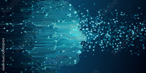 Tableau sur toile brain circuitry digital illustration futuristic technology neural