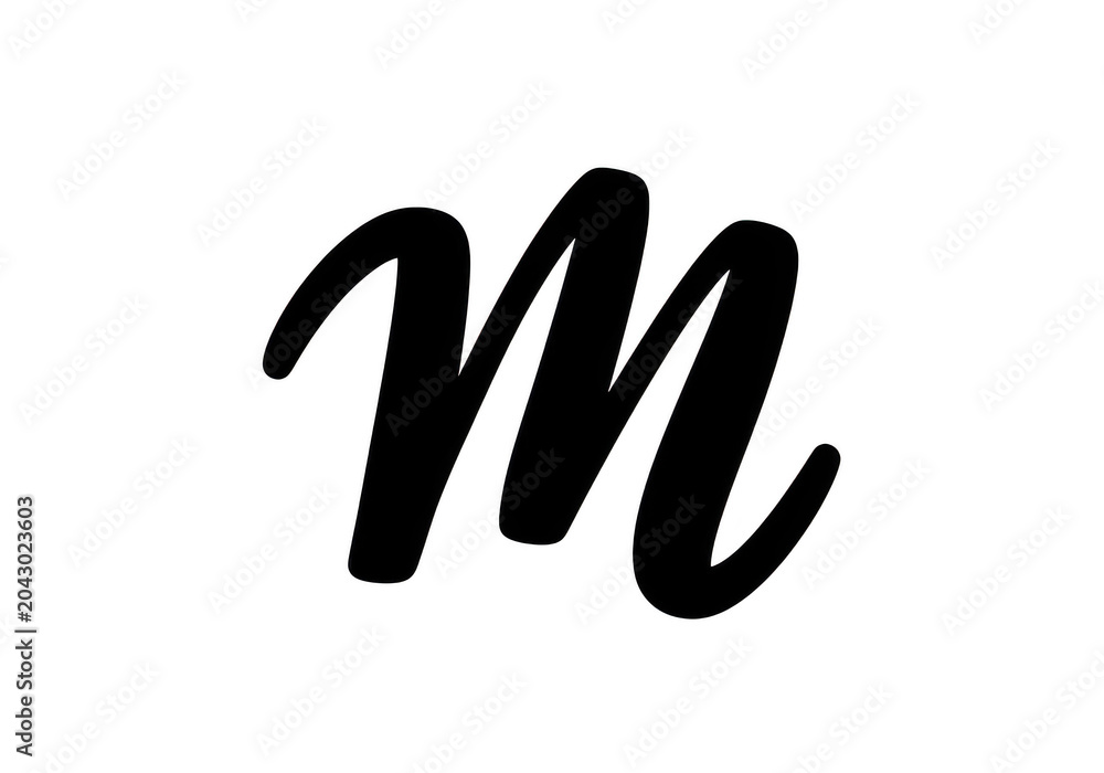 Fototapeta premium White handwritten letter m script font style for typography and projects on a minimalist clean surface visual isolated on a transparent background