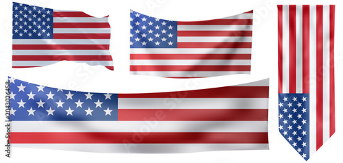 Slika na platnu American flag border with realistic stars and stripes creates a patriotic USA background perfect for 4th of July Independence Day celebrations and memorial events