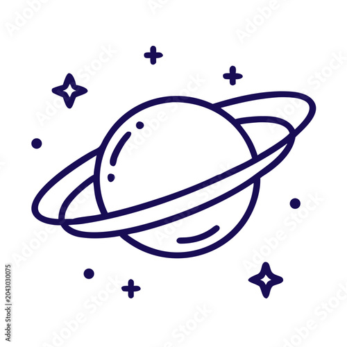 Tableau sur toile planet with rings line art space astronomy