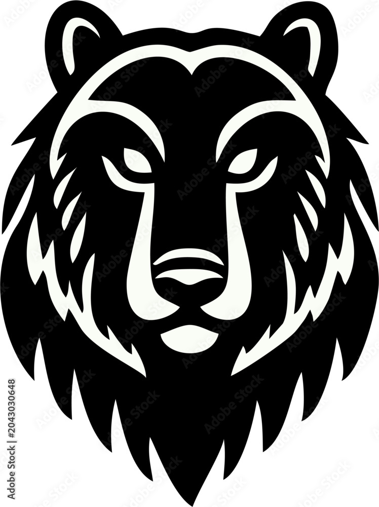 Obraz premium Wild Bear Head Silhouette Vec...