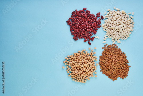 Schilderij op canvas Superfoods and bean seeds, healthy eating concept