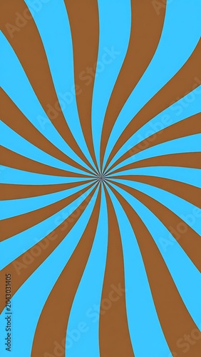 A vibrant abstract design with brown and blue sunburst