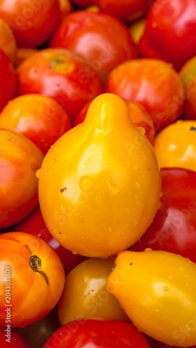 A vibrant close-up of mixed cherry tomatoes
