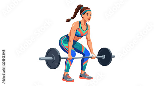 Foto Woman Lifting Weights in Athletic Pose