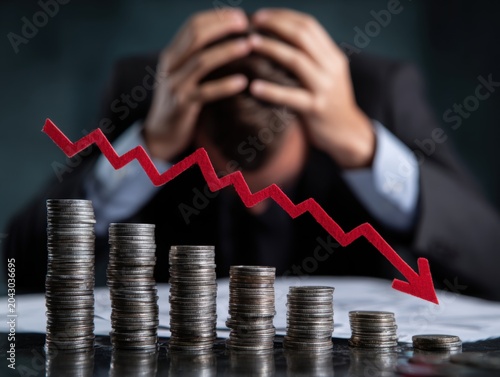 Man upset over declining money and graph