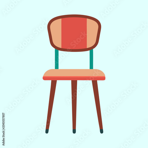Canvas Print A simplistic illustration of a dining chair with curved backrest design