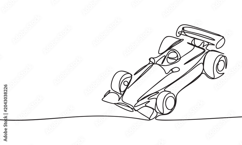 Obraz premium Formula racing car one line continuous style