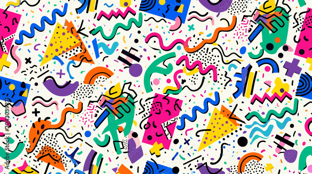 Naklejka premium Colorful memphis style design elements.