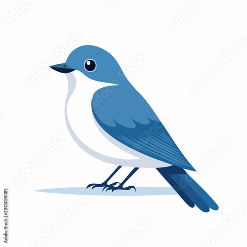 Stylized Blue and White Bird Illustration