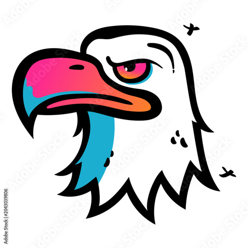 Eagle head sticker on a white background.
