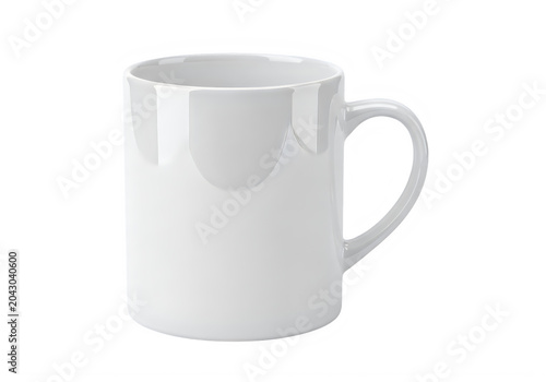Simple white ceramic mug with handle