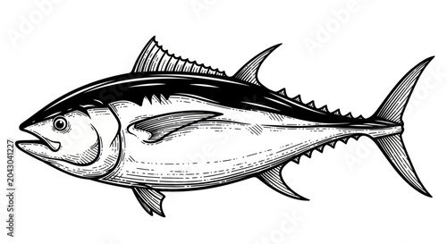 Foto Tuna Fish Side View Illustration.