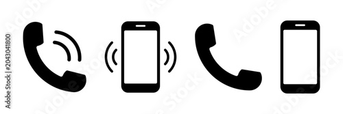 Collection of telephone and smartphone icons representing communication, calling, and connectivity.