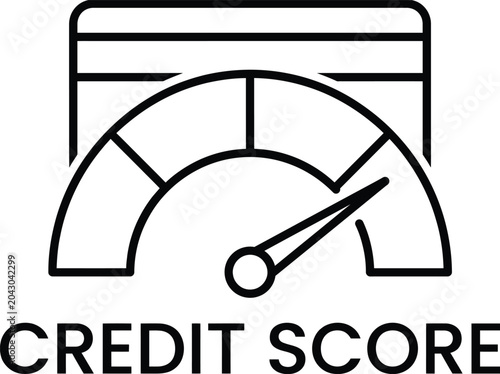 Foto Financial credit score indicator gauge icon with debit card background vector illustration bank rating report analysis