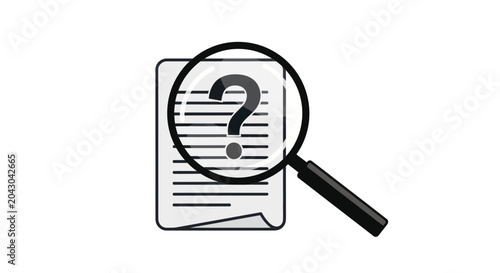 Fotografía Magnifying glass on document with question mark.
