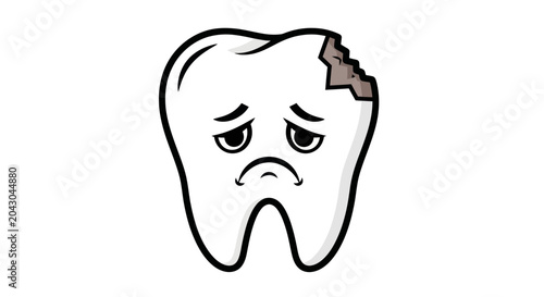 Foto Damaged tooth with sad expression.