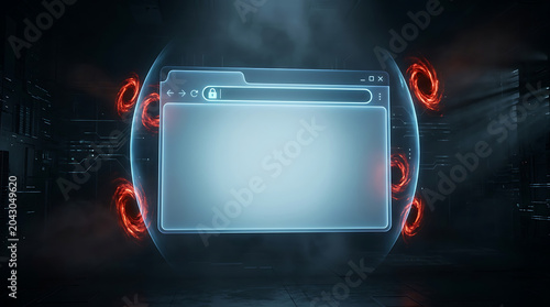 Browser security with blank window isolated on a clean white background