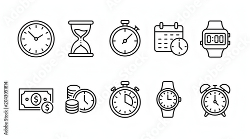 Professional Clock and Timer Vector Icons for Web and Mobile Projects