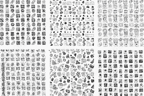 Fotografie doodle icons collection black and white sketch