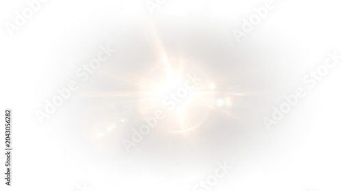 Warm Sun Flash and Lens Flare Overlay on Transparent Background PNG