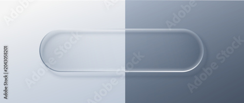 Quadro su tela Glass transparent box with button 3d ui and circle hologram translucent