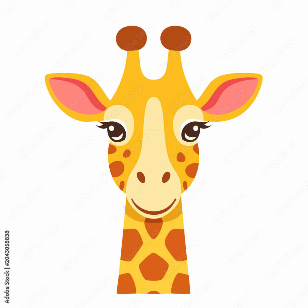 Obraz premium Cute Cartoon Giraffe Face Illustration