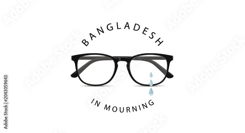 Schilderij op canvas Bangladesh in Mourning Conceptual Graphic with Crying Eyeglasses