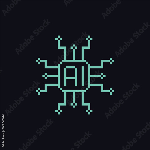 AI Chip Pixel Art Icon