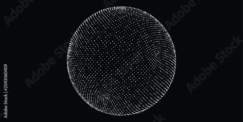 Abstract Digital Sphere Of White Dots Representing Network Data Visualization And Futuristic Technology
