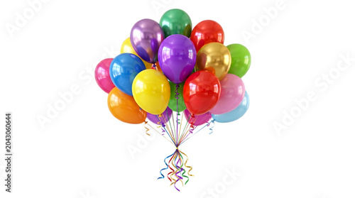 Quadro su tela Colorful balloons tied together isolated on transparent background