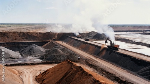 Foto Mining of field minerals-the process of extracting solid, liquid and gaseous minerals from the bowels of the earth with the help of technical means