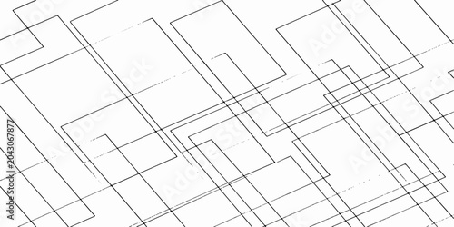 An abstract architectural sketch and blueprint on drafting paper showing a technical floor plan design for a modern house construction project