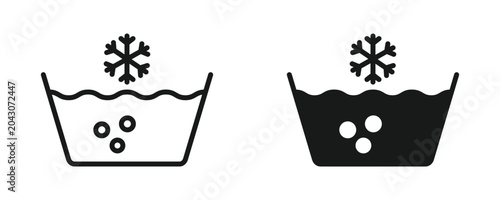 Valokuva Cool water icon set, refreshing cold water and low temperature symbol, outline and solid style