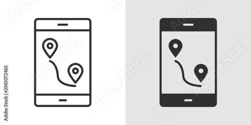Digital Route Planner Icon representing smart route planning, navigation tools, and travel optimization.
