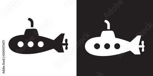 Photos Minimalist Submarine Icon with Periscope and Propeller in Black Silhouette - Mod