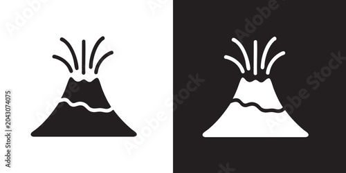 Obraz na płótnie Minimalist Volcano Eruption Icon with Smoke and Wavy Texture - Modern Magma Lava