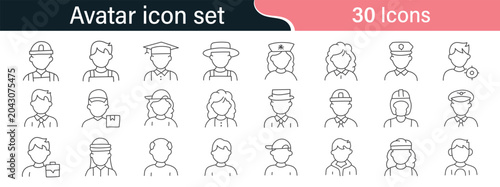 People Avatar Line Editable Icons set. Vector illustration in modern thin line style of people portraits of different ages and nationalities in a minimalist style. Isolated on white background