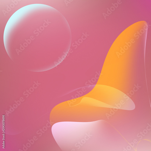 Abstract soft pink gradient on digital art curve wave and flowing organic shapes wallpaper textures background. Copy space for text banner. 
