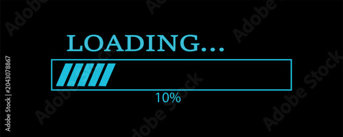 Fotografie Vector illustration of website loading bar, downloads, uploads in blue color isolated on black background for websites and graphic resources