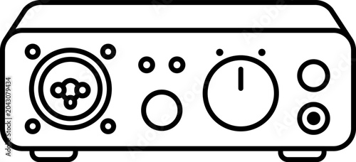 Tableau sur toile Compact audio interface with xlr ports line icon
