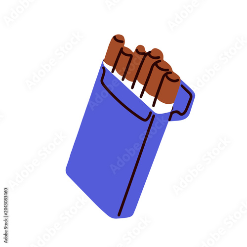 Open cigarette pack for tobacco smoking. Cigarete box with filter cig sticks....