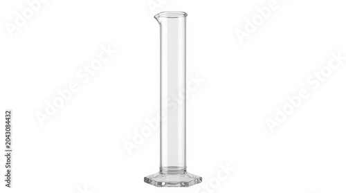Clear glass graduated cylinder with measurement markings on white background.