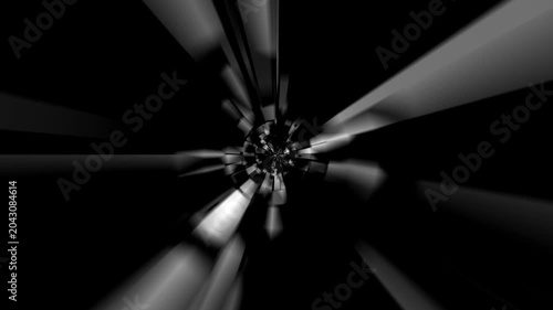 Abstract Monochrome Geometric Tunnel Motion Background with Radial Speed Warp and Futuristic Depth Animation