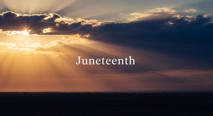 Juneteenth Freedom Day Typography on Beautiful Sunset Sky