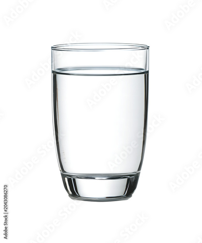 A clear glass cup filled with water on a transparent background