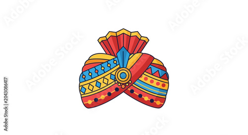 Bild auf Leinwand Colorful Traditional Indian Turban Illustration