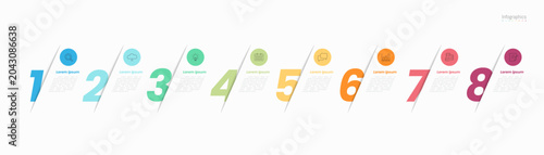 Infographic 8 options design elements for your business data. Vector Illustration.