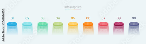Infographic 9 options design elements for your business data. Vector Illustration.
