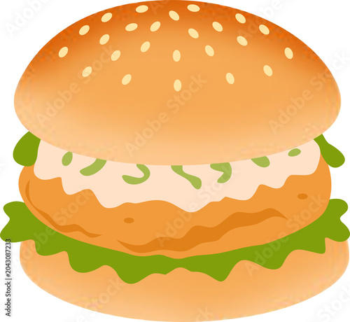 Crispy Chicken Burger Illustration2